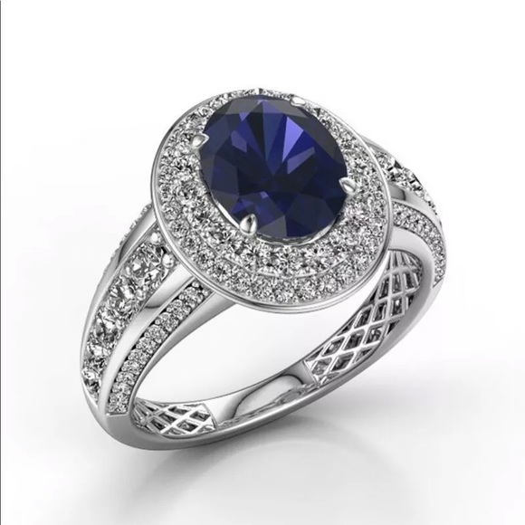 Jewelry - New 925 Oval Cut Blue Sapphire Ring